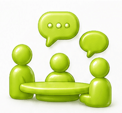 Illustratie: in gesprek rond de tafel